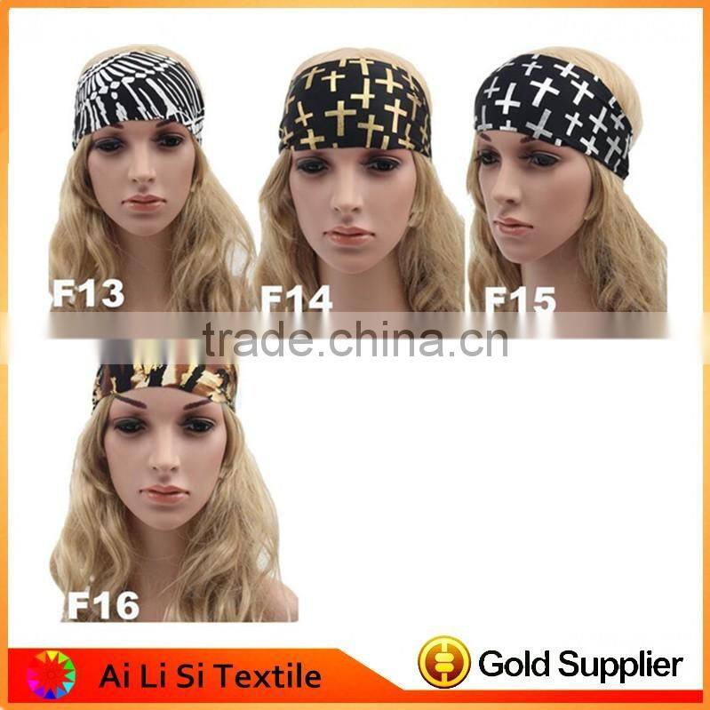 Custom Printed Turbans Ladies Crochet Flower Turbans Grils Fashion Turban Headband