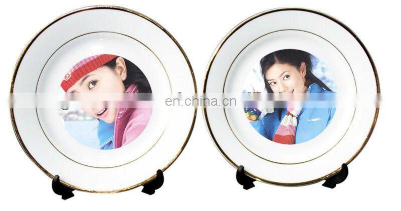 Sublimation ceramic plate with gold rim