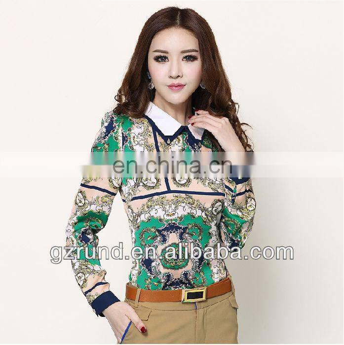 2014 spring new female long-sleeved T-shirt Slim lapel fashion thin dress polo-neck city ladies design for sexy ladies model-718