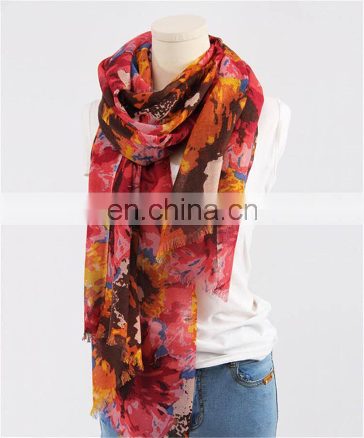 2017 new designs wholesale autumn winter warm women printed infinity wool shawl fashion lady custom scarf pure wool blanket