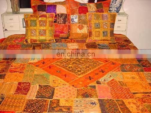 Indian handmade silk patchwork bedspreads