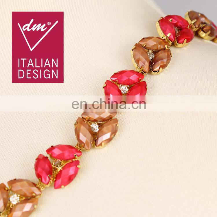 Fancy crystal rhinestone chain trimming for clothing