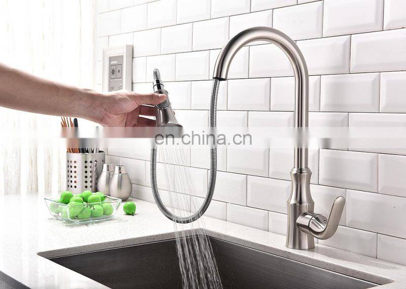 Economic brass kitchen faucet single handle pull out mixer tap gold plated kitchen sink faucets