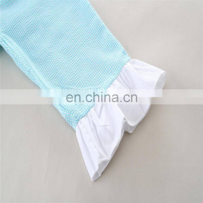 Girls Summer Clothing Sets Kids grid Sundress & pant Outfit solid color