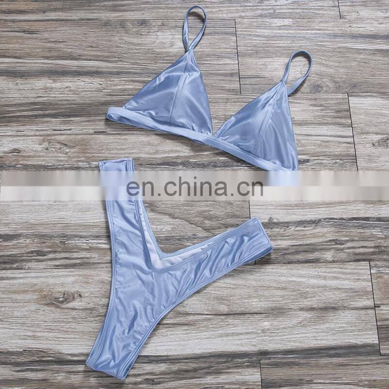 2019 Summer Swimwear Women Two Pieces Bikini Set Solid Padded Push Up Swimwear Swimsuit Pool badeanzug damen New Arrival