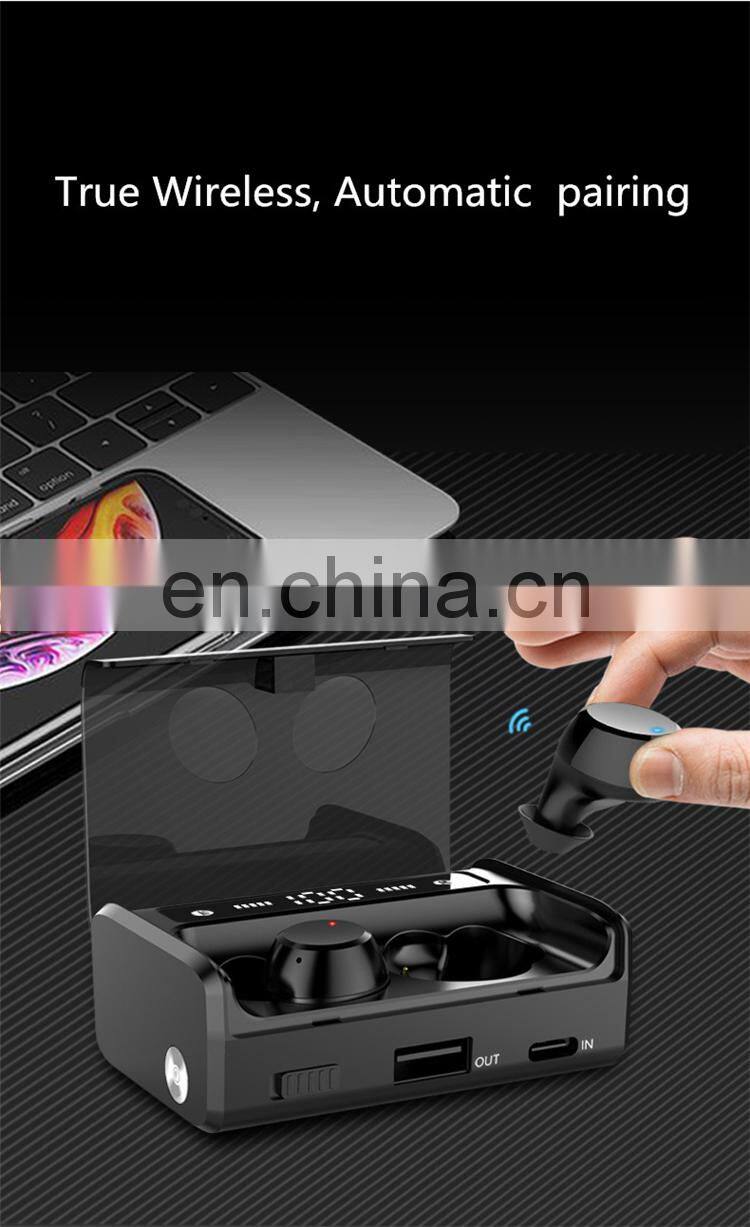 LED Power Display TWS BT Invisible Wireless Earbuds Earphone Waterproof Bluetooth Headphone with Power Bank Charging Case