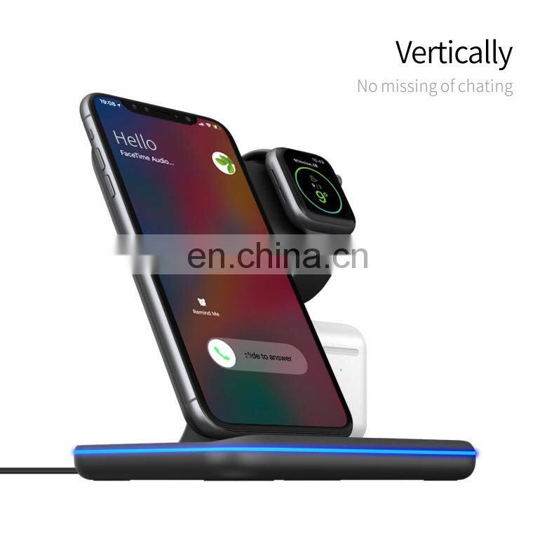 10W Fast Wireless Charger New 3 In 1 Wireless Charger for Smartphone smart Watch with CE,FCC,ROHS Certificate