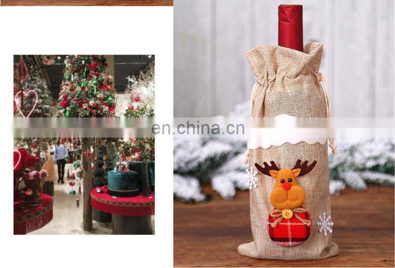 2020 amazon hot sale cheaper christmas snow santa wine bottle bags for wine decoration