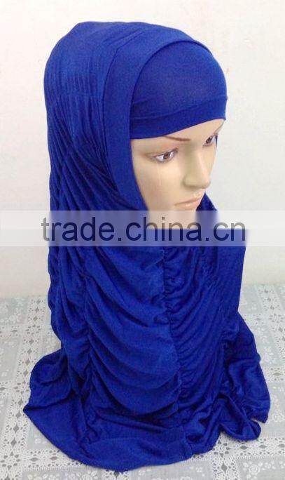 A593 Newest design solid color ruffle TWO Pieces HIJAB