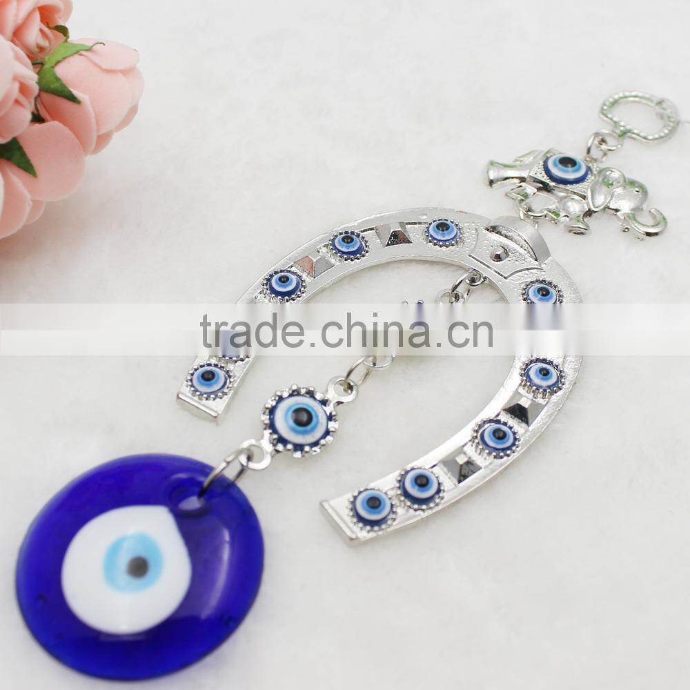 Islamic Horseshoe Pendant Car Hanging With Glass Blue Evil Eye Beads