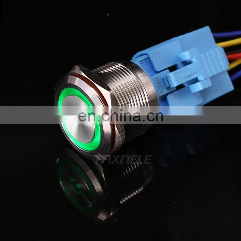 22mm Waterproof Metal Push Button Switch Momentary Latching LED Light Lamp Illumination 3-48V 100V 220V Car Auto Engine PC Start