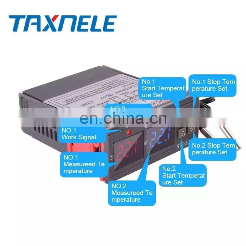 STC-3008 Dual Digital Temperature Controller Two Relay Output 12V 24V 220V Thermoregulator Thermostat Heater Cooler Dual Probe