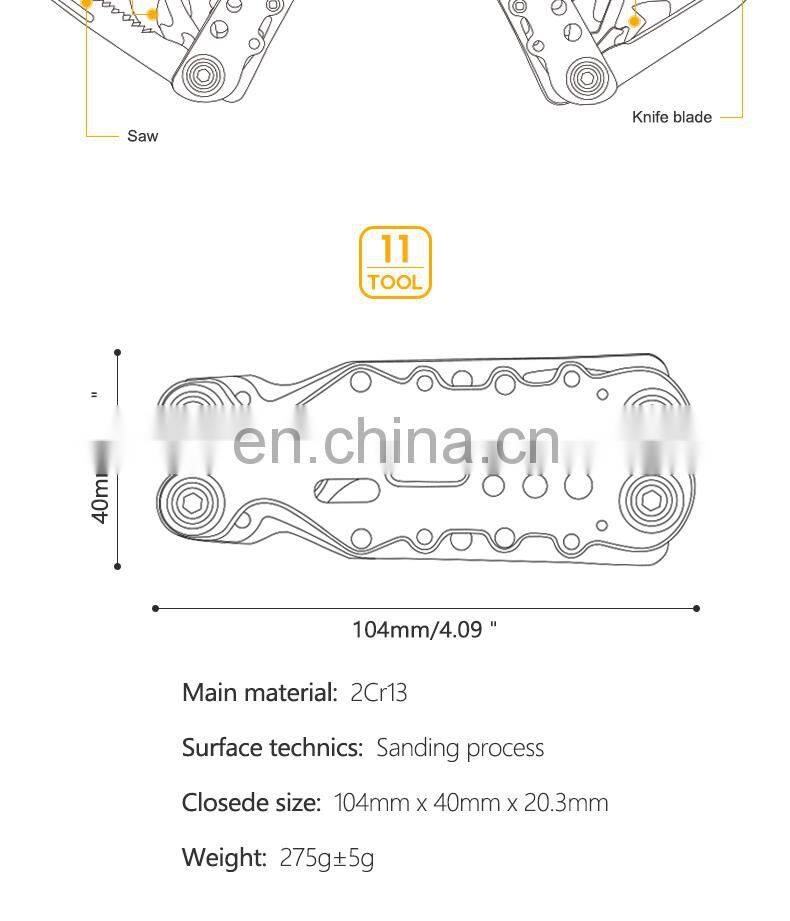 Multitool Fold the Pliers15 in 1 Portable Pocket Multifunctional Multi Tool with Pliers Knife for Outdoor Survival Camping