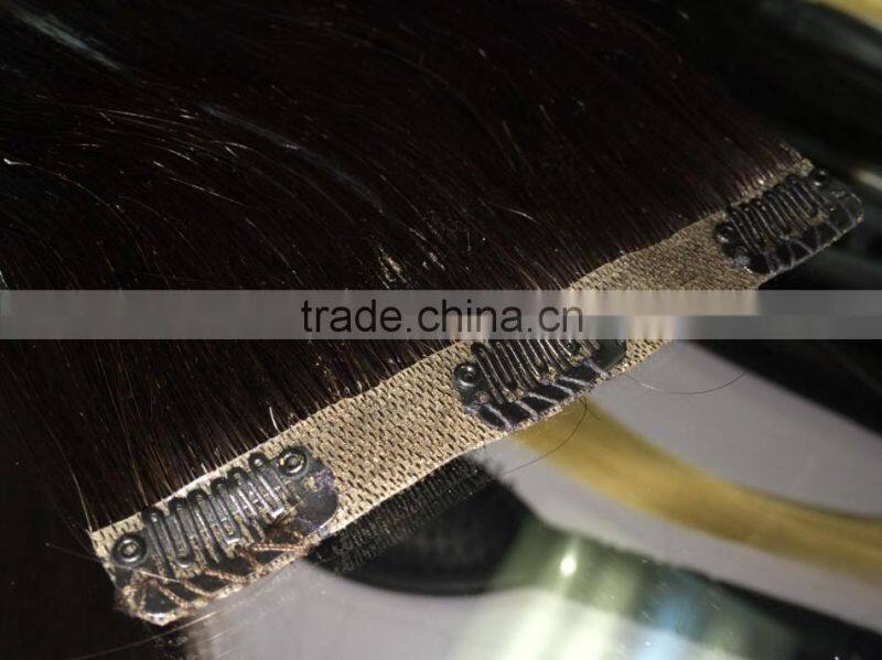 thick end black natural black color handtied Seamless PU skin weft brazilian human hair