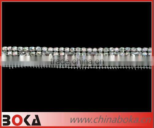 Handsome handmade rhinestones lace trim