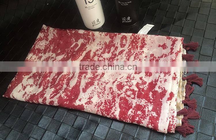 Ink Painting Print Design Large Long Cotton Pashmina Scarf Women Hijab