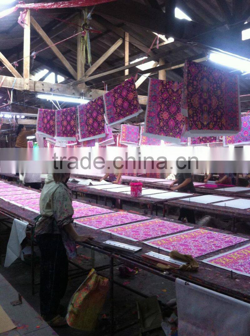 Hmong Indian tote neon red canvas bag feather pattern