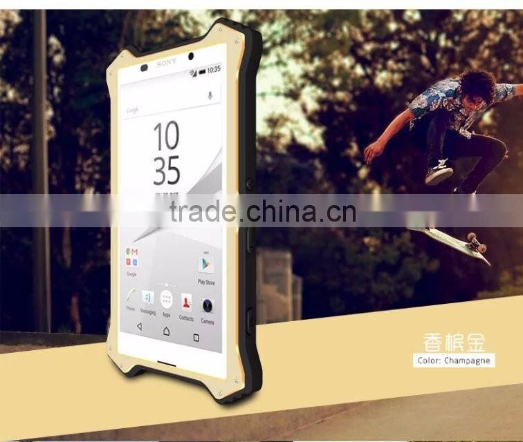 Love Mei MK2 Series Metal Aluminum Phone Cases Cover Flip Leather Shockproof Case For Sony Xperia Z5 TB-0152