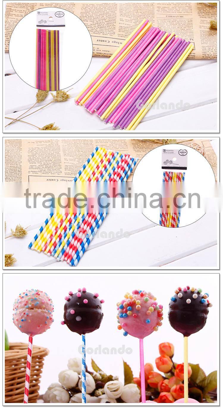 Colorful wholesale candy customized printed lollipop paper stick