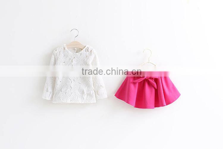 baby clothes set boutique chiffon skirt with white lace tshirt set goods for children clothes