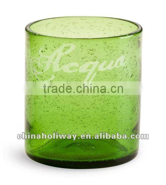 Lola Wine Glass, Bubble Glass, Green Glass