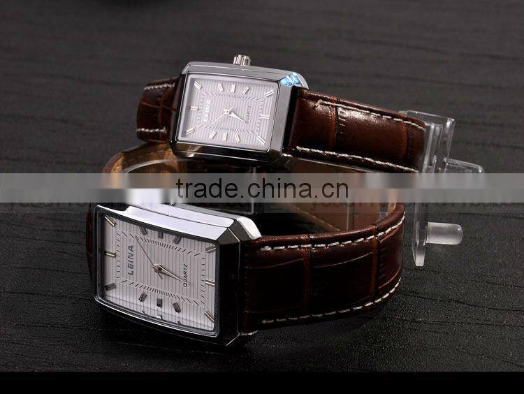 Stainless steel Automatic Leather Strap Lovers Wrist Watch