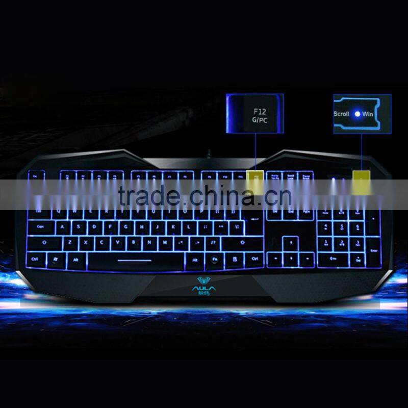 2015 New LED Illuminated Ergonomic Gaming Keyboard USB Multimedia Backlight Backlit Ultra-thin Keyboard