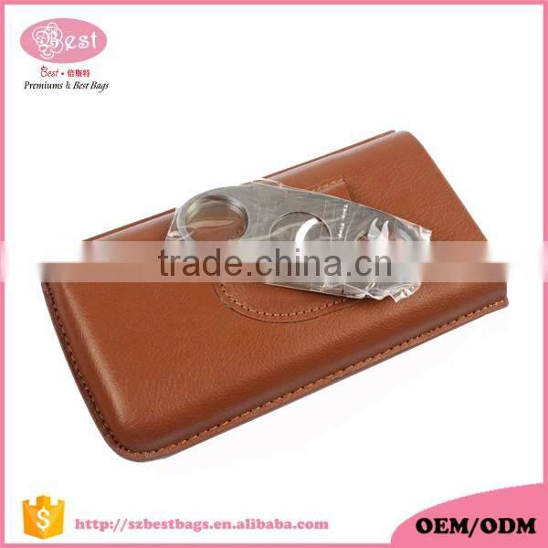 Shenzhen wholesale cigar case leather cigar tube with cigar cutter