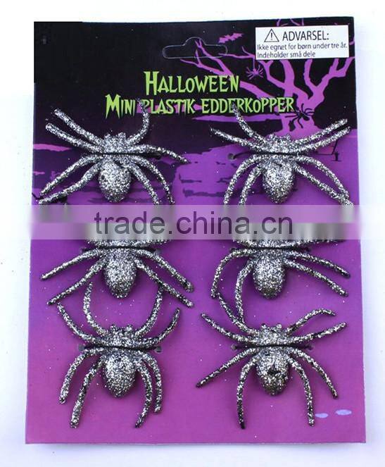 Halloween decorative plastic flocking spider joking toy realistic prank prop
