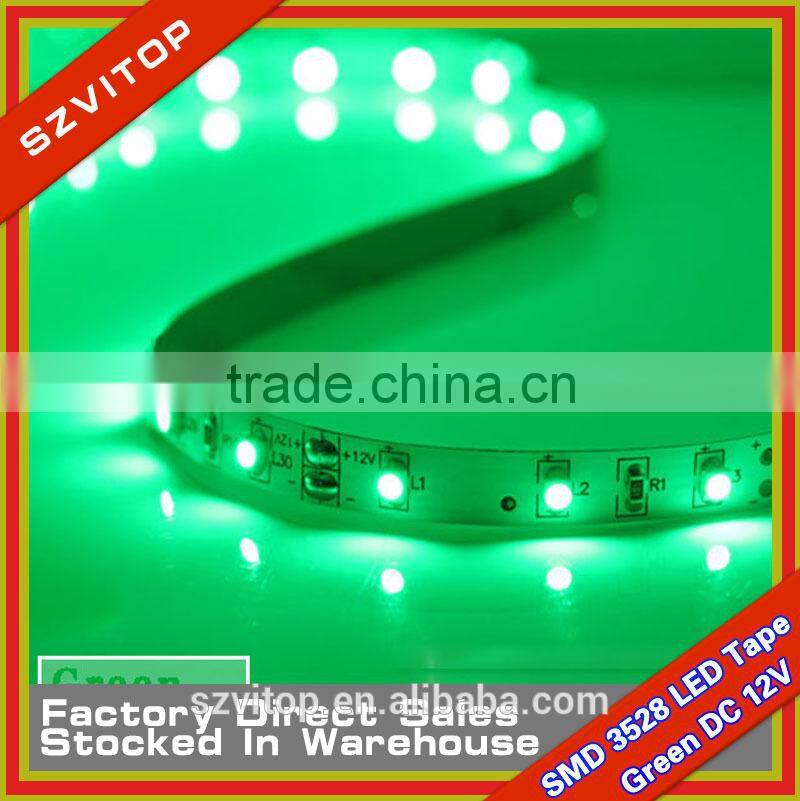 12V LED Strip SV Green Led Flexible Tape SMD 3528 300LED 5 Meter No-waterproof CE RoHs Lowest Price
