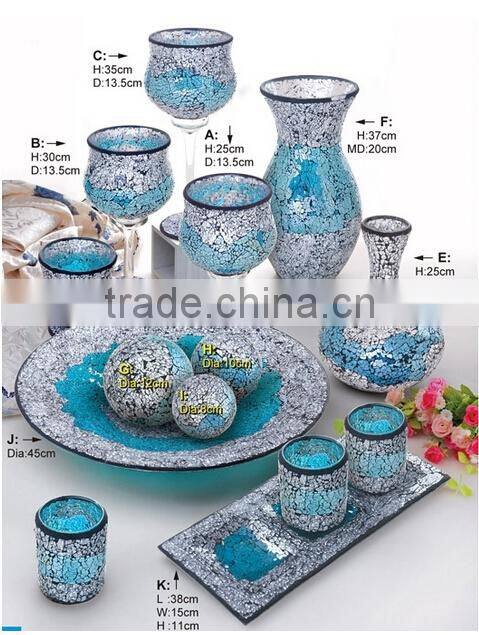 2015 Newest Multicolor outdoor solar led light 10" mosaic glass ball za