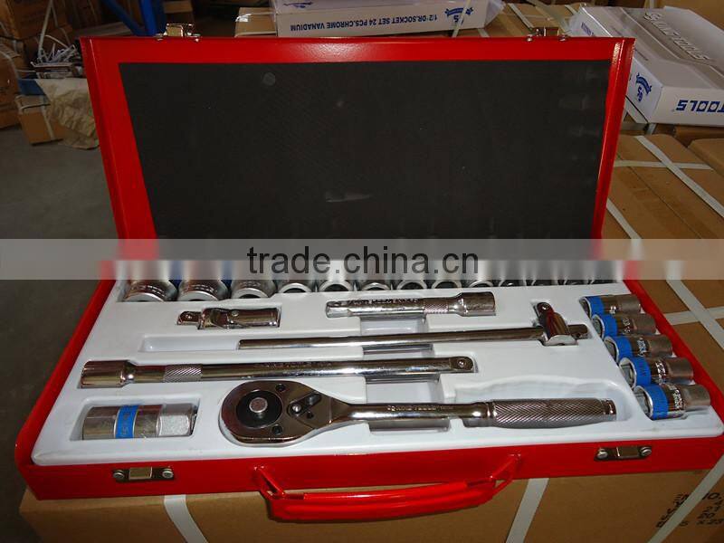 24PCS 1/2''socket set hand tools chrome vanadium &car repare tool set
