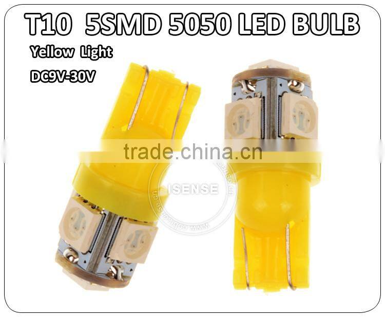 High quality cheap supplier 5050 led car side wedge light lampT10 5smd w5w led