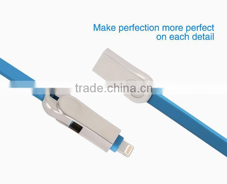New!!! Micro USB Cable USB Data Cable USB Charger Cable for both of iphone and android two-in-one(CB03)