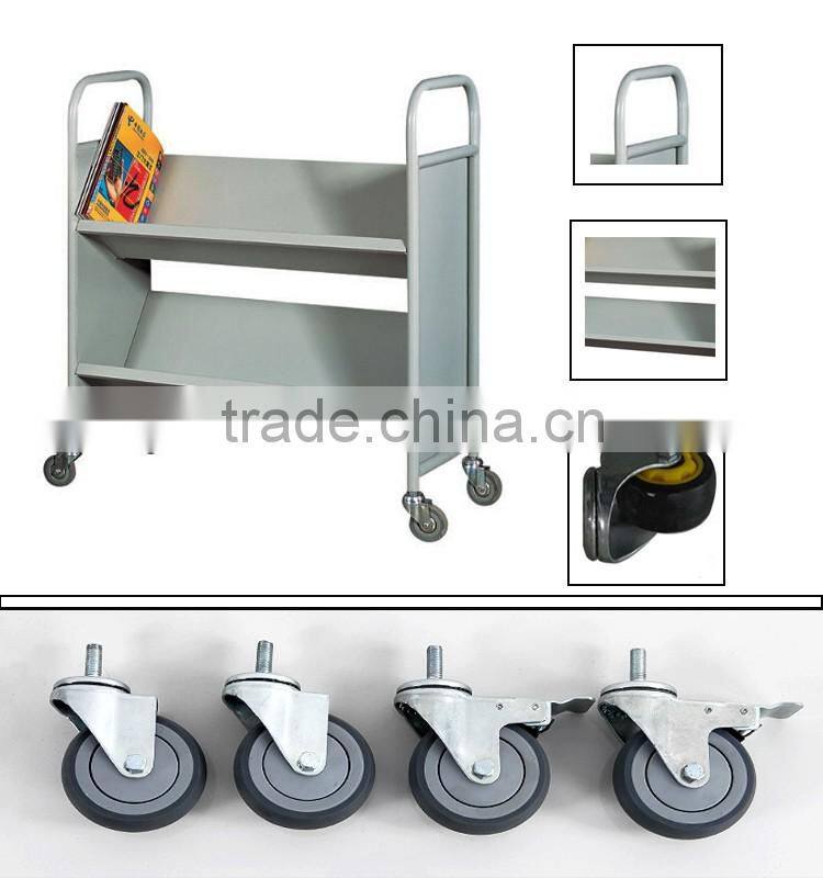 Professional doctor medical cart metal book cart cart with wheels handle with CE certificate