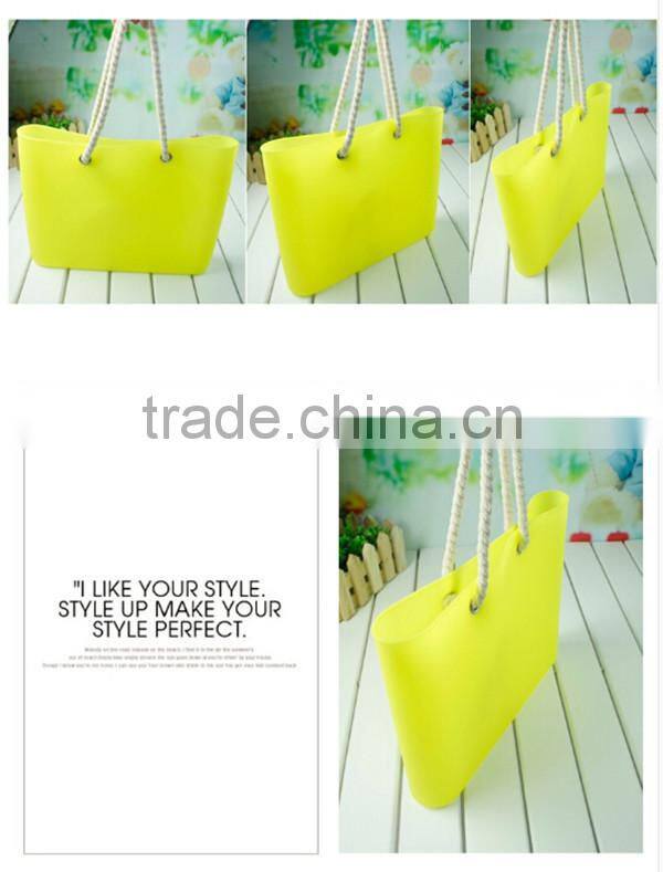Fashion women sweet jelly silicone tote beach bag for lady