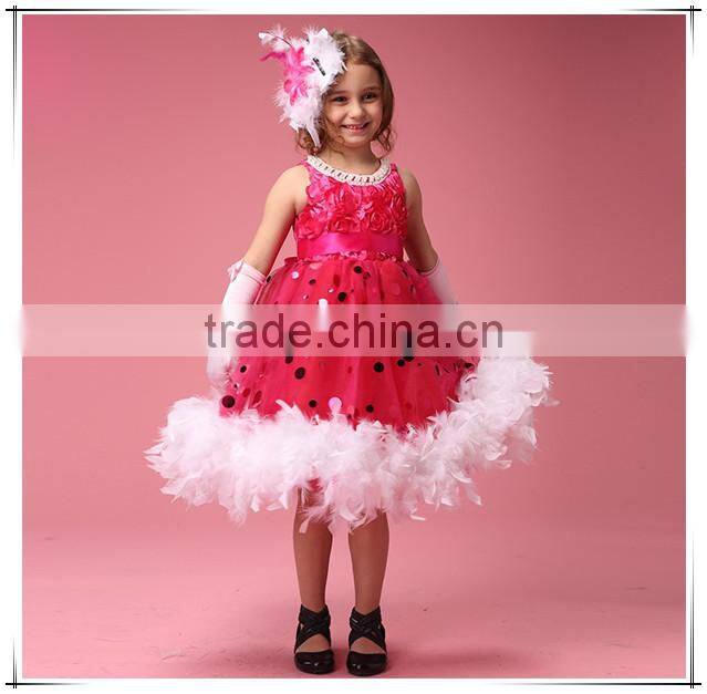 2015 Baby Girl Feather Dress Kids Girl Dresses for Wedding Party Holiday from Manufacturer Customization clothing supplier GZ