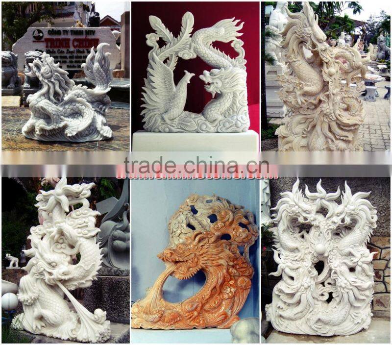Garden dragon statue marble stone hand carved sculpture from Vietnam No 14