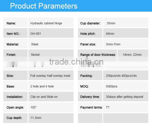 High quality hydraulic hinge for cabinet