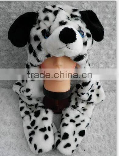 Plush animal hats with hand warmers