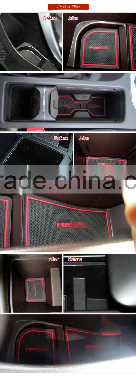 Car accessories Car Door slot rubber mats for Buick Regal( low configuration) 2014-2015 9pcs/set