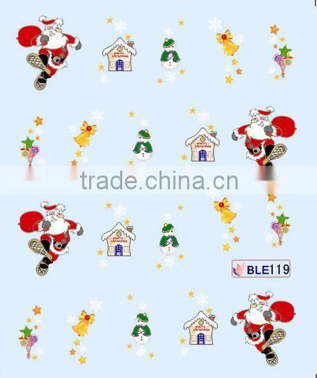 2015 HOT Sell BLE Series Christmas Water Transfer Decals Christmas Nail Rrt Sticker