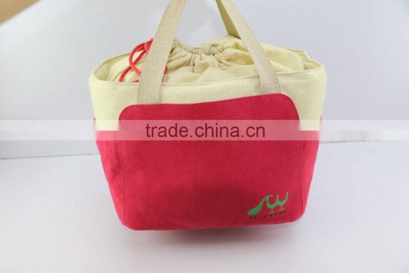 2016 new design cooler bag cotton lunch bag fashion drawstring cooler bag