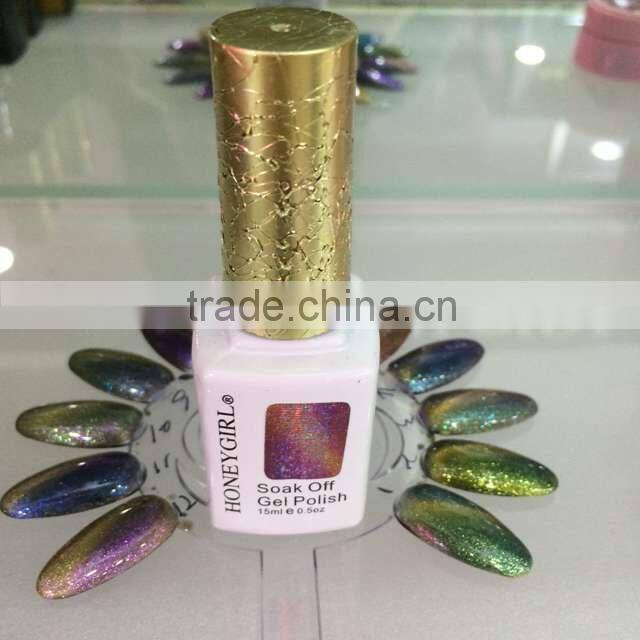 2016 hot sale nail art 15ml free samples soak off uv/led color uv gel polish chameleon cat eyes