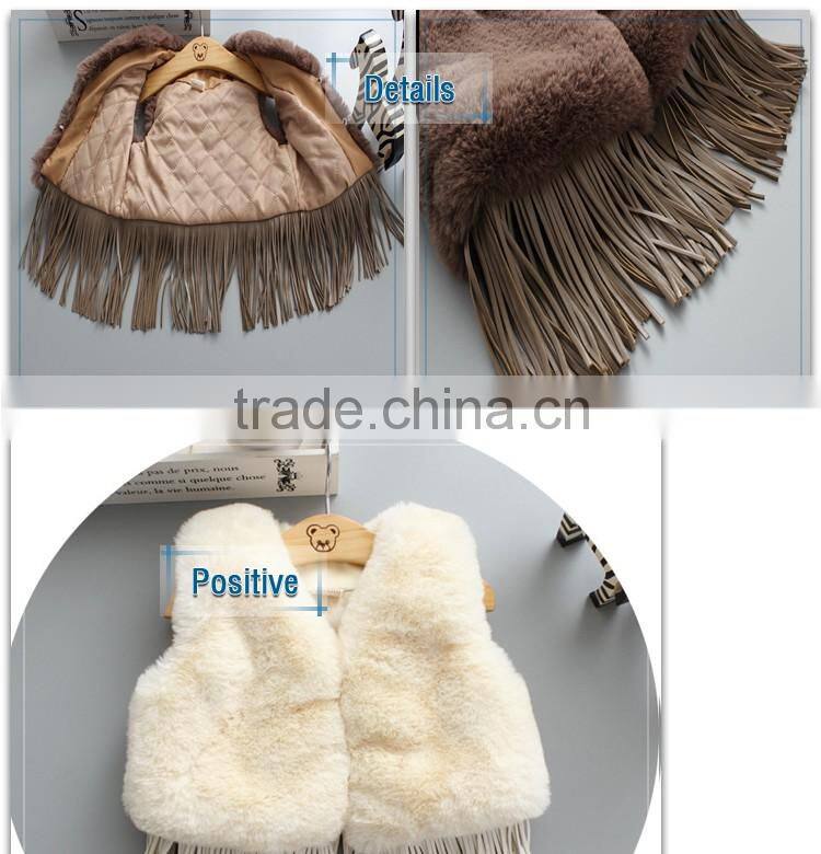 children winter wholesale clothes knitted brown rabbit fur vest apparel