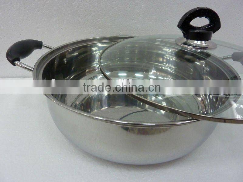 Stainelss Steel Cookwre Hot Pot with Glass Lid