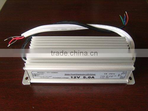 High quality 12 volts 5 amp 60 watt waterproof led power source, led strip power supply transformer
