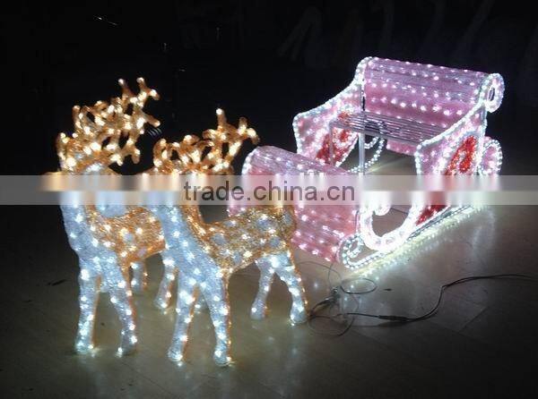 Hot sale christmas light with santa car and reindeer holiday time led light outdoor decoration