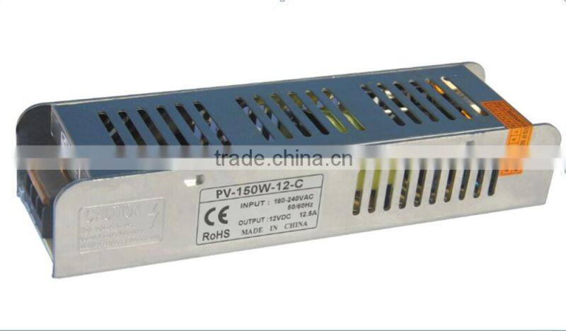 150w constant voltage12v indoor led power supply with input 170-240v