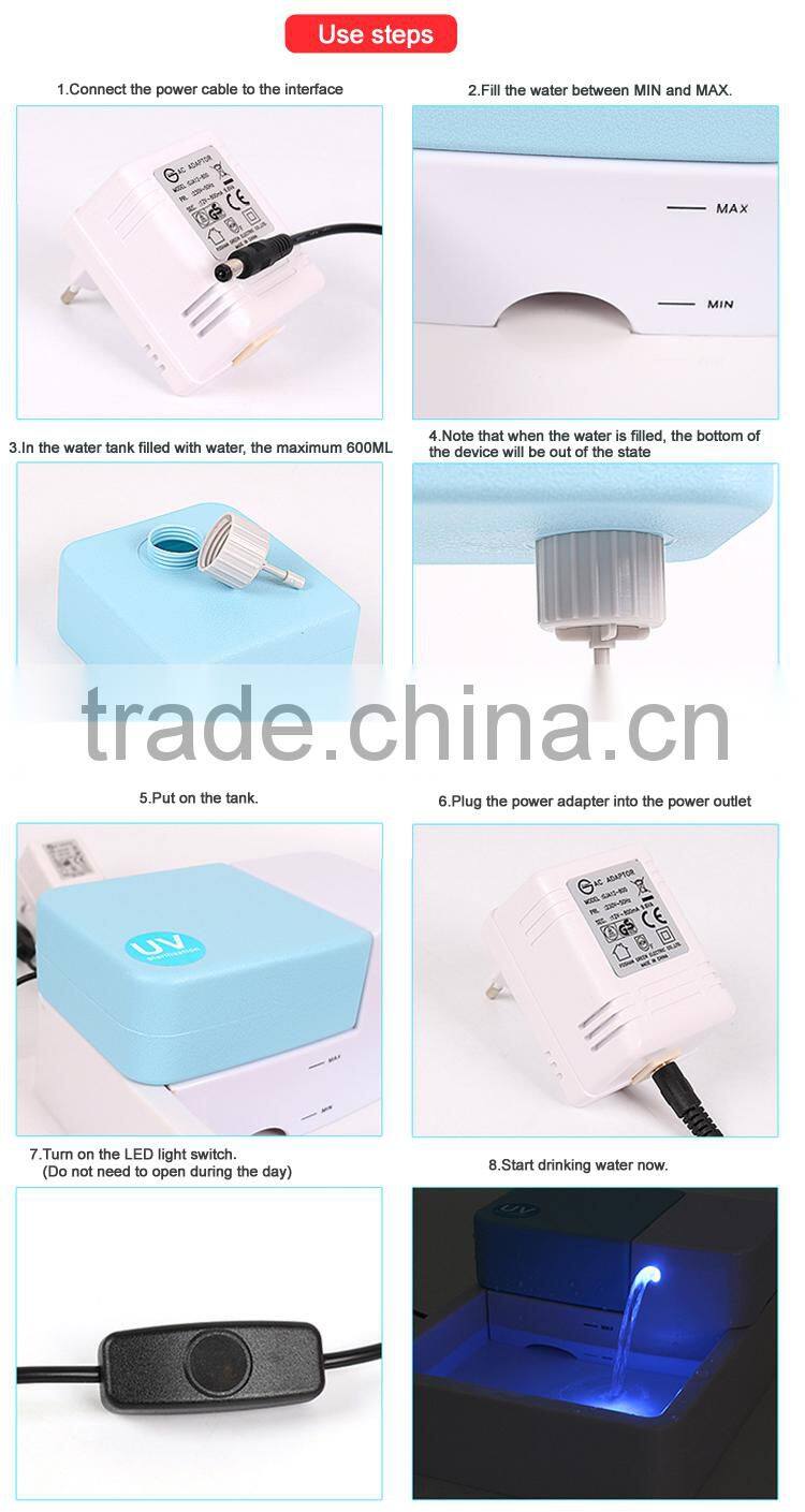 Electronic UV Automatic Pet Water Fountain with LED light